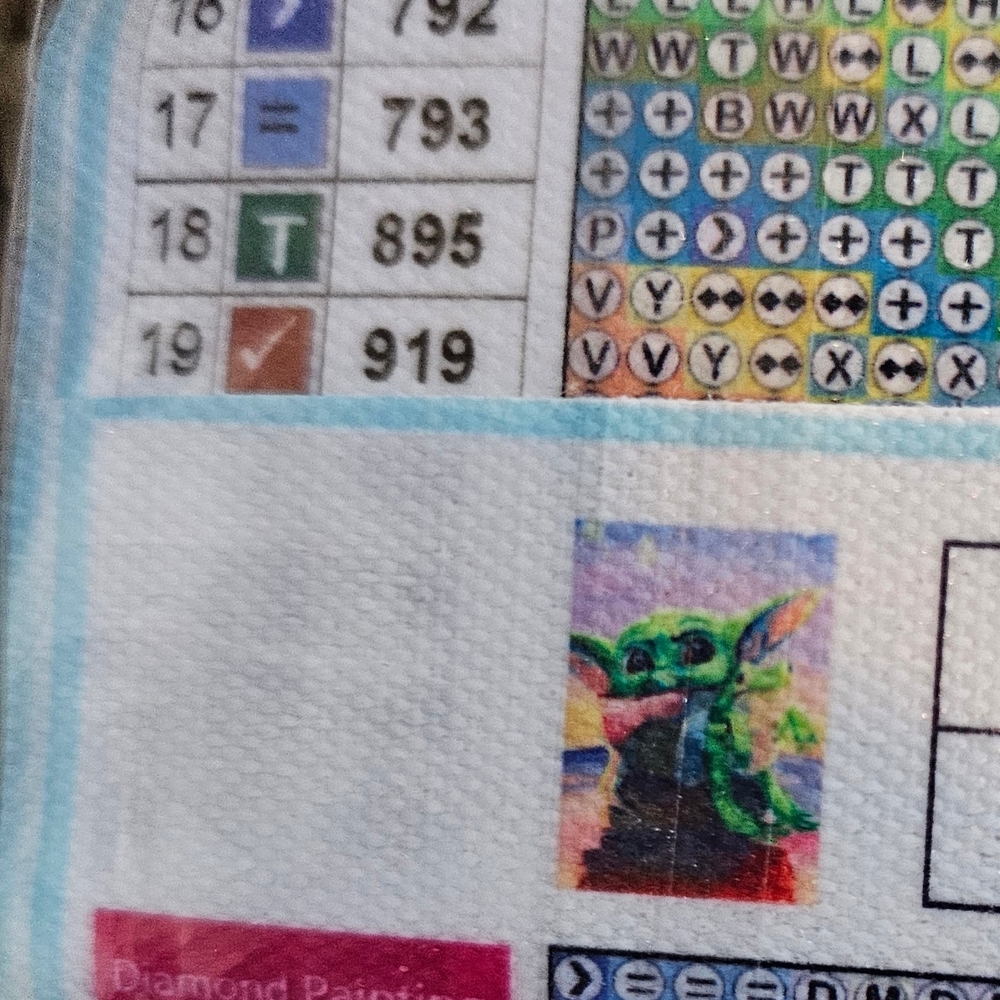 Vibrant Green and Blue Grogu Diamond Art Kit